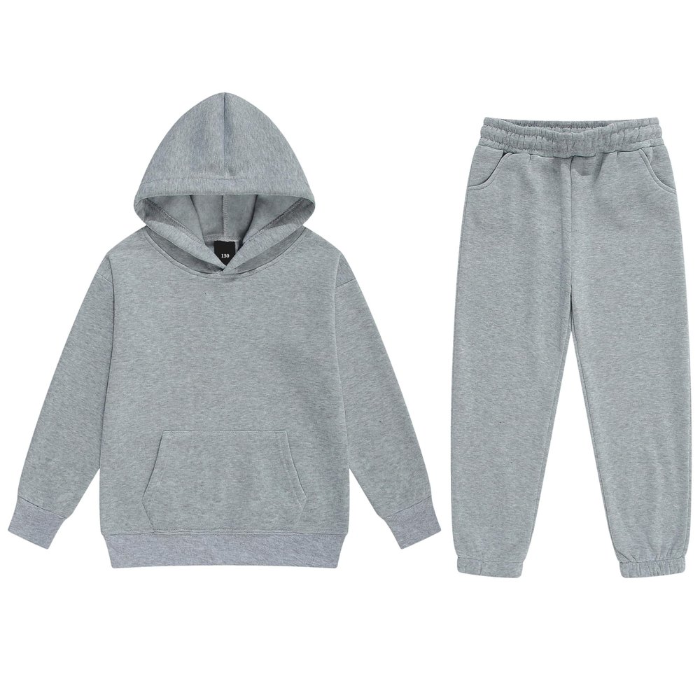 Boys 2 Pieces Sweatsuits Pullover Hoodie and Sweatpants Girls Fashion Tracksuit Set Birthday Gift for Kids (Grey,6 Years)