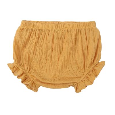 Newborn Baby Girls Boys Bubble Shorts Infant Cotton Linen Blend Cute Bloomer Shorts Loose Harem (Yellow, 0-6 Months)