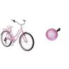 Schwinn Perla 18-Inch Step-Through Steel Frame 7-Speed Pink Cruiser Bike Bundle with Firmstrong Classic Pink Bicycle Bell view 1