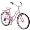 Schwinn Perla 18-Inch Step-Through Steel Frame 7-Speed Pink Cruiser Bike Bundle with Firmstrong Classic Pink Bicycle Bell view 2