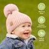 2-Pack Baby Hats for Girls, Boys - Stretchy Baby Beanies, Cute Newborn & Toddler Winter Hat, Soft & Warm Pom Pom Beanie for Infant, Toddler, Boys, Girls 6-36 Months (Macaron, M) view 4
