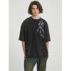 GURUNVANI Mens Washed Oversized T Shirt Graphic Short Sleeve Top Japanese Shirts, Black, X-Large view 4