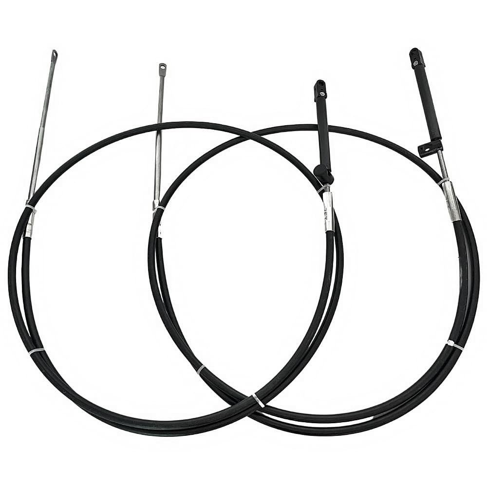 Fits Mercury GEN II Outboard Control Box Black Shift/Throttle Cable 7FT Boat Motor Steering System 2Pcs/Set