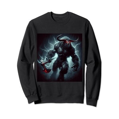 Ancient Greek Myth Minotaur Horror Cryptid Fiction Graphic Sweatshirt