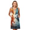 ALAZA Funny Dragon Flying Women Summer Dresses Casual Sleeveless Sundress with Pockets Tank Dress M Multicoloured view 3