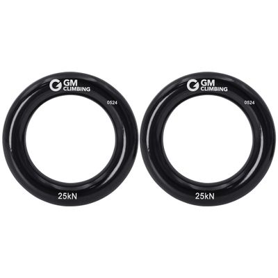 GM CLIMBING Black Large Rappel Ring 25kN for Rock Climbing Arborist Rescue Slackline Hammock 2-Pack