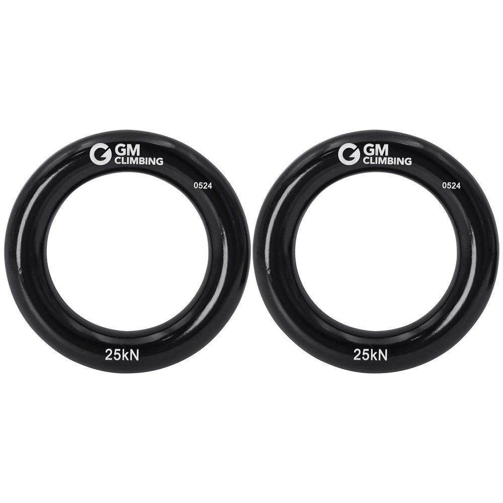 GM CLIMBING Black Large Rappel Ring 25kN for Rock Climbing Arborist Rescue Slackline Hammock 2-Pack