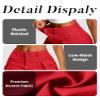 ELLEVEN Women's Cargo Skirt High Stretchy, y2k Mini Jean Skirts for Women Denim Low Waist Cute Skirt with Pocket Red Large view 4