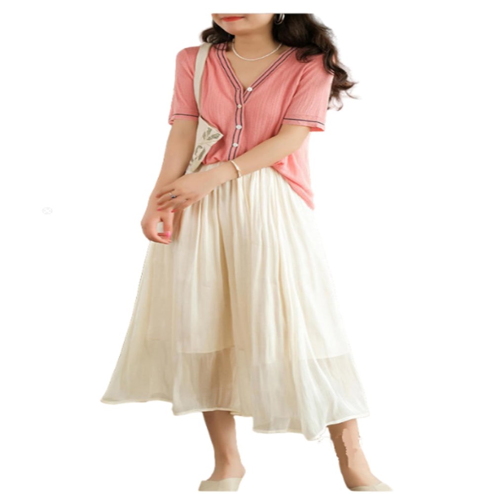 METIOUS Glazed Ice Silk Floor-Length Wide-Leg Culottes, Women Thin Plus Size Long Summer High Waist Trouser Skirt. (Off White,XX-Large)