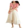 METIOUS Glazed Ice Silk Floor-Length Wide-Leg Culottes, Women Thin Plus Size Long Summer High Waist Trouser Skirt. (Off White,XX-Large) view 1