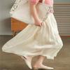 METIOUS Glazed Ice Silk Floor-Length Wide-Leg Culottes, Women Thin Plus Size Long Summer High Waist Trouser Skirt. (Off White,XX-Large) view 2