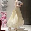 METIOUS Glazed Ice Silk Floor-Length Wide-Leg Culottes, Women Thin Plus Size Long Summer High Waist Trouser Skirt. (Off White,XX-Large) view 4