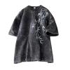 GURUNVANI Mens Washed Oversized T Shirt Graphic Short Sleeve Top Japanese Shirts, Black, XX-Large