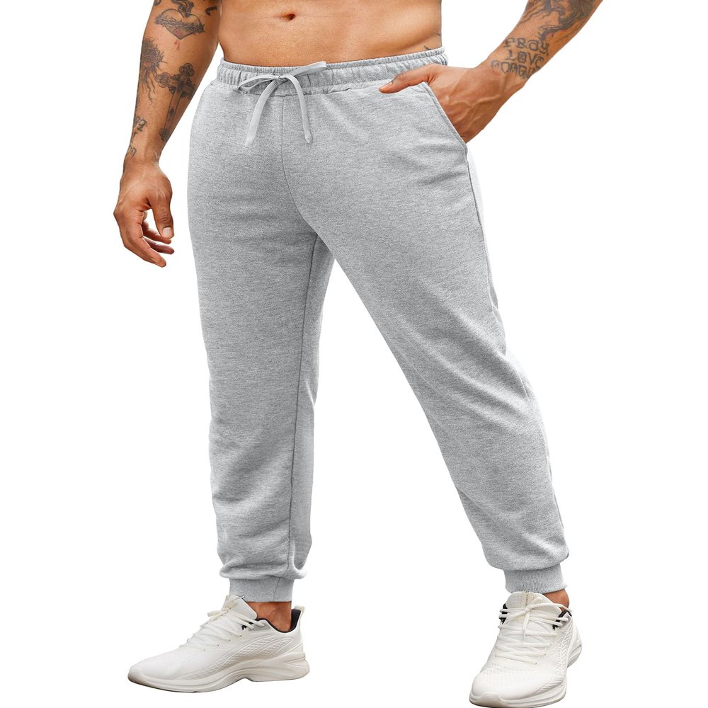 COOFANDY Mens Work Out Joggers Elastic Waist Active Gray Sweatpants Exercise Gym Track Pants with Pockets
