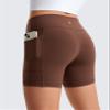 CRZ YOGA Girls Butterluxe Athletic Biker Shorts with Pockets - Dance Yoga Casual High Waist Kids Teen Summer Coffee Brown X-Small view 3