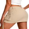 ELLEVEN Women's Cargo Skirt High Stretchy, y2k Mini Jean Skirts for Women Denim Low Waist Cute Skirt with Pocket Khaki X-Small view 2