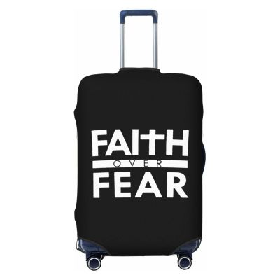 OKLRYNBV Faith Over Fear Bible Scripture Verse Christian Travel Luggage Cover Suitable for 18-32 inch Luggage Cases, Large, Black
