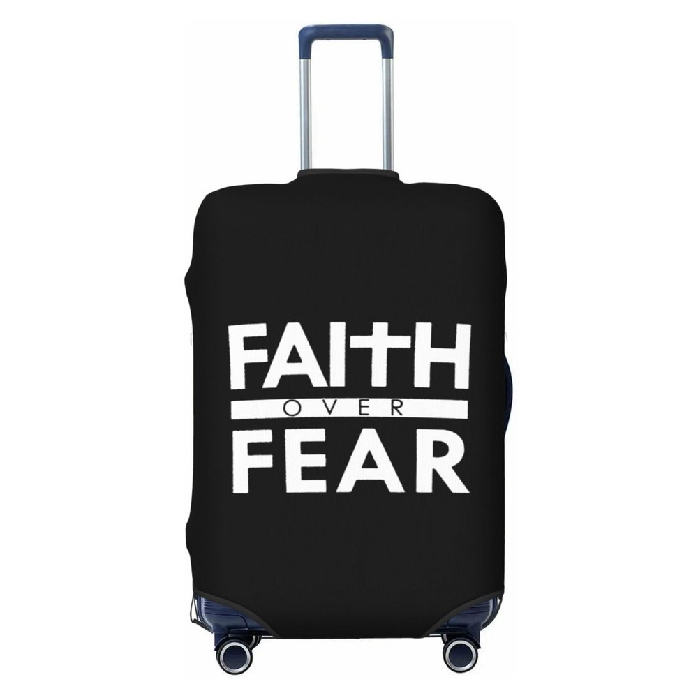 OKLRYNBV Faith Over Fear Bible Scripture Verse Christian Travel Luggage Cover Suitable for 18-32 inch Luggage Cases, Large, Black
