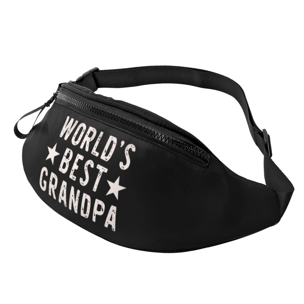 HYYTNHJSD World's Best Grandpa Waist Bag Men's and Women's Adjustable Travel Chest Pack Outdoor Running Waist Bag, Black
