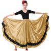 Women's Gold Long Mexican Folkloric Flamenco Dance Skirt with Ruffles for Party Class Performance Full Dancing Circle (Black) view 2