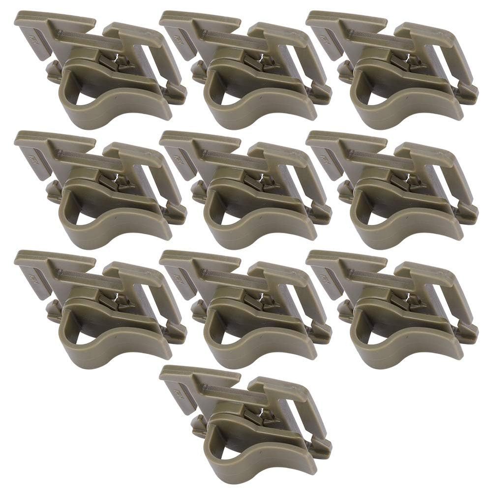 10 pcs Tactical Hydration Water Bladder Adjustable Drinking Tube Trap Strap Clip Holder Buckle Hose Webbing Clip Backpack Accessories BladderClip Water Tube Hydration HoseClip(Brown)