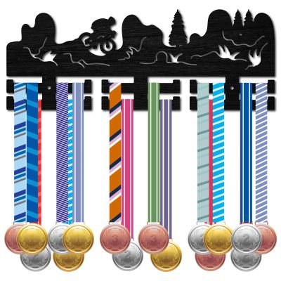 CREATCABIN Mountain Bike Medal Hanger Display Sports Medal Holder Bike Riding Competition Medals Hangers Rack Shelf Wall Mount Decor Over 30+ Medals for Medalists Athletes Players 15.7x5.9Inch