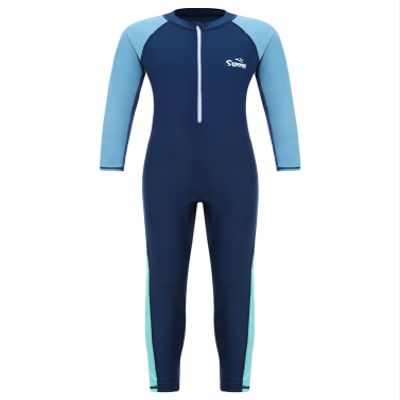 Moily Kids Boys Girls One Piece Long Sleeve Rash Guard Swimsuit Full Body Surfing Wetsuit Sunsuit UPF 50+ Navyblue 3-4 Years