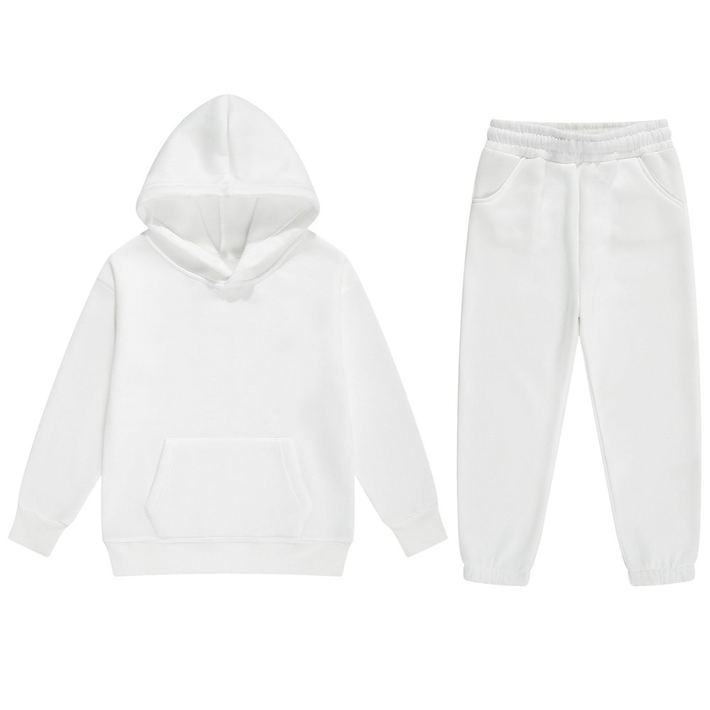 Boys 2 Pieces Sweatsuits Pullover Hoodie and Sweatpants Girls Fashion Tracksuit Set Birthday Gift for Kids (White,6 Years)