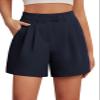 Feiersi Womens Casual Elastic Waist Wide Leg Suit Tailored Shorts Summer Dressy Work Shorts with Pockets(Navy Blue,XX-Large) view 1