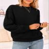 MASCOMODA Fall Fashion 2024 Blouses for Women Dressy Casual Lace Long Sleeve Tops Crewneck Eyelet Knit T Shirts Sweatshirt(Black,Medium) view 4