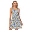 ALAZA Lemon Blue Leaves Women Summer Dresses Casual Sleeveless Sundress with Pockets Tank Dress S view 1