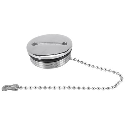 Pasuihcay Boat Deck Fill Filler Replacement Cap with Chain Stainless Steel Fuel Water Gas, silver