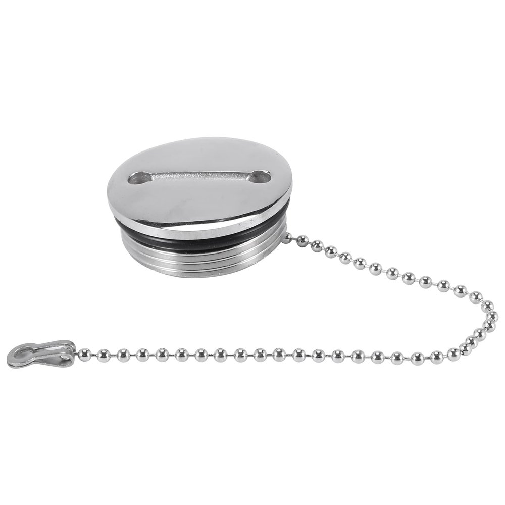 Pasuihcay Boat Deck Fill Filler Replacement Cap with Chain Stainless Steel Fuel Water Gas, silver