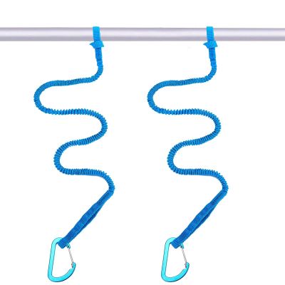 MOOCY Kayak Paddle Leash, 3-7 ft Stretchable Strap Lanyard for SUP, Canoeing, Fishing Accessories - Secure Bungee Rod Holder Tether(Blue, 2 Pack)