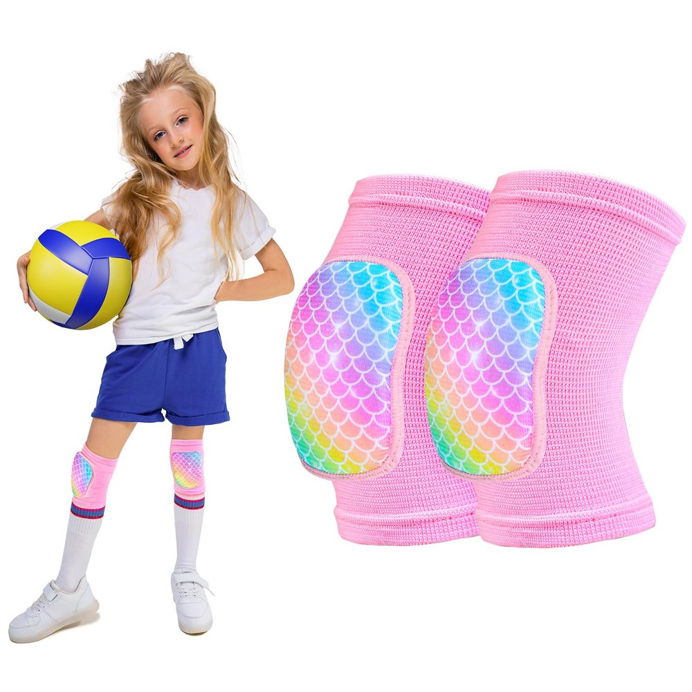PAMAID Volleyball Knee Pads for Kids Girls, Sponge Knee Brace Breathable Flexible Elastic Knee Support for Volleyball Football Dance Skating Basketball Sports, 3-7 Years