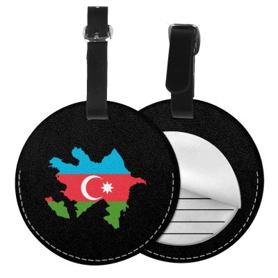 Azerbaijan Flag Map Round Luggage Tag 2 PCS