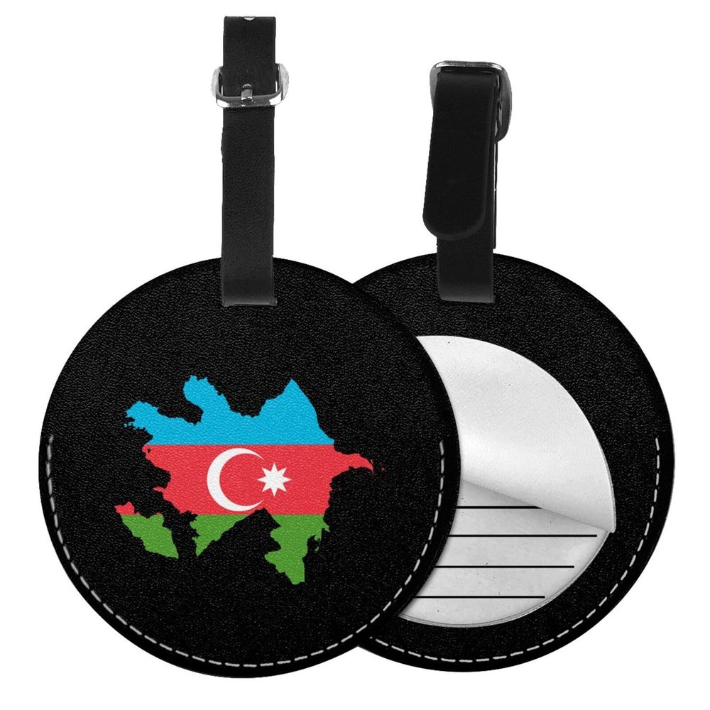 Azerbaijan Flag Map Round Luggage Tag 2 PCS