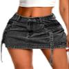 ELLEVEN Women's Cargo Skirt High Stretchy, y2k Mini Jean Skirts for Women Denim Low Waist Cute Skirt with Pocket Black Denim Small view 1