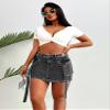 ELLEVEN Women's Cargo Skirt High Stretchy, y2k Mini Jean Skirts for Women Denim Low Waist Cute Skirt with Pocket Black Denim Small view 3