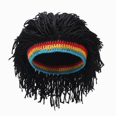 Zonfer Men Knit Hat with Hair Wig Wool Hat Simulation Dirty Braid Warm Knitted Funny Holiday Role Playing Beanie Hat with Dreadlocks