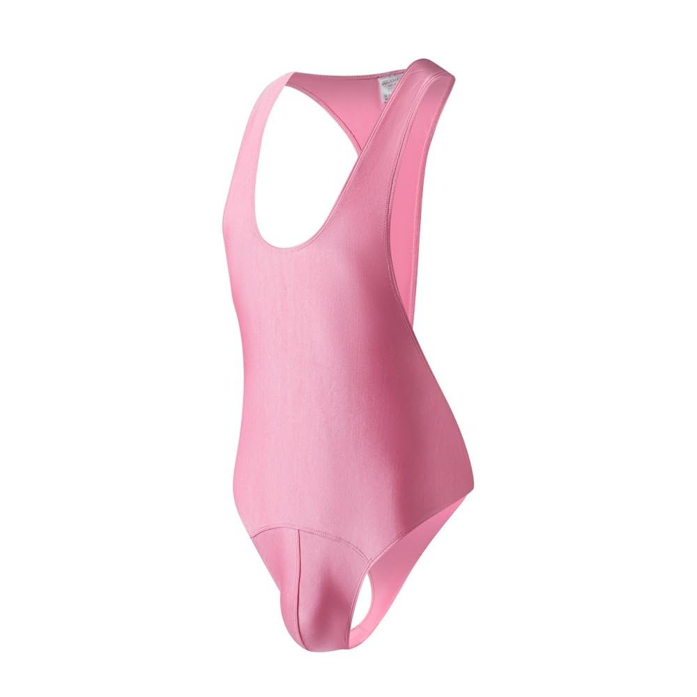 JOCKMAIL Men's Bodysuit Leotard Sexy Mens One-Piece Swimsuit Back One-Piece Tank Top Stretch Swimsuit Singlet Workout (US, Alpha, Medium, Regular, Regular, Pink)