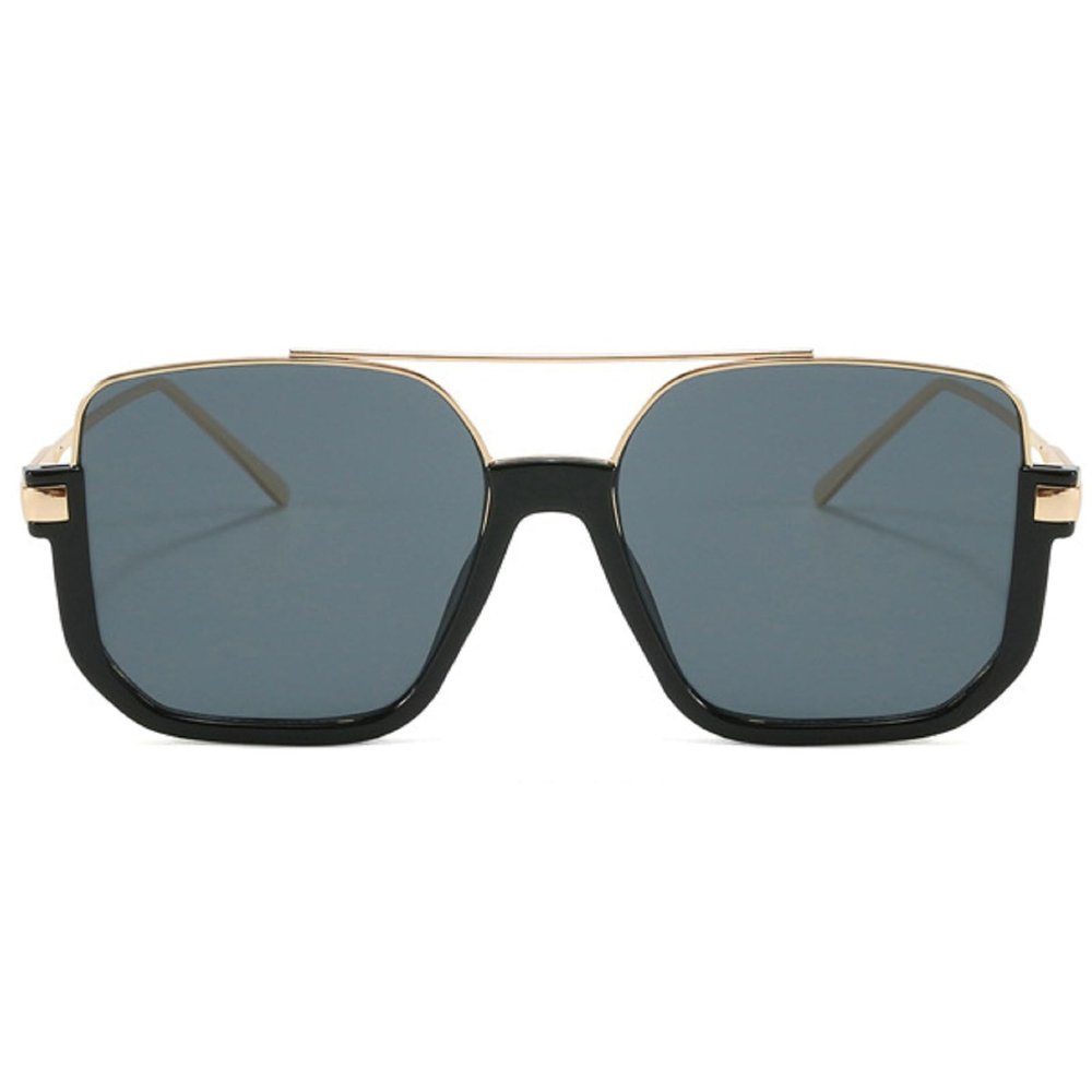 2024 Vintage Oversized Sunglasses Women Retro Big Square Sun Glasses Female UV400 Eyewear N45 (gold black)