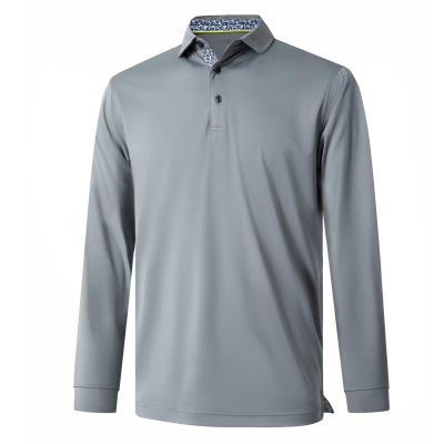 Polo Shirts for Mens Long Sleeve Moisture Wicking Outdoor Solid Golf Shirts with Collar Dry Fit