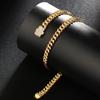 putouzip Miami Cuban Link Chain Set For Men 18K Gold Plated Stainless Steel 6/8mm Curb Bracelet Necklace Diamond Chains view 4