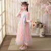 Baby Girls Chinese Traditional New Year Qipao Cheongsam Dress Dragon Print Sleeveless Princess Dress Summer Dress (Pink, 11-12 Years) view 4