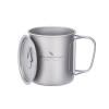 iBasingo 300ml Titanium Mug with Lid Tea Coffee Water Cup Outdoor Camping Pot Ultra-light Portable Hiking Backpacking Cooking Kit Picnic Tableware Drinkware with Foldable Handle Ti3034D view 1