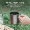 iBasingo 300ml Titanium Mug with Lid Tea Coffee Water Cup Outdoor Camping Pot Ultra-light Portable Hiking Backpacking Cooking Kit Picnic Tableware Drinkware with Foldable Handle Ti3034D view 3