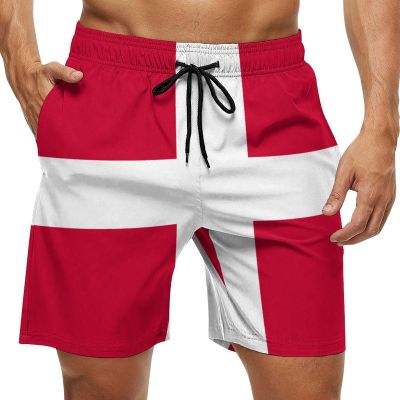 Adugen Origei Sovereign Military Order of Malta Flag Men's Beach Shorts Bathing Suits with Pockets S
