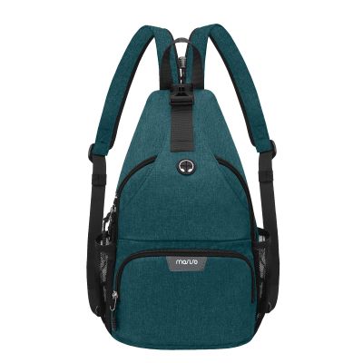 MOSISO Sling Backpack Travel Hiking Daypack, Crossbody Convertible Sling Bag with Front Pocket One Shoulder Chest Bag, Teal Green