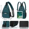 MOSISO Sling Backpack Travel Hiking Daypack, Crossbody Convertible Sling Bag with Front Pocket One Shoulder Chest Bag, Teal Green view 4